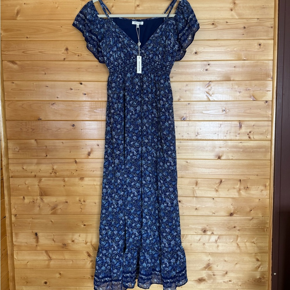 Max Studio from Nordstrom Navy Blue Floral Maxi Dress
